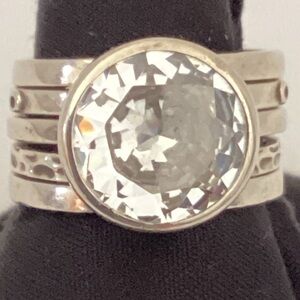 Silpada 925 sterling round CZ  5 stack rings